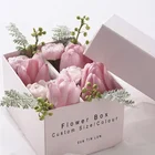Gift Fabric Gift Custom Wedding Door Packaging Favors Special Rigid Valentine Heart Unique Transparent Window Flower Box