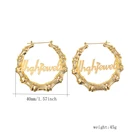 Hoop Earrings Gold Plated Stainless Steel Personalized Big Large Gold Custom Hoop Bamboo Name Earrings