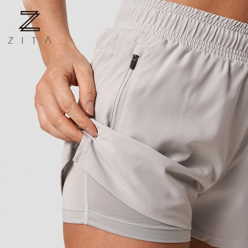 Custom High Quality 90% Polyester 10% Spandex Grey Women Gym Running Shorts  With Built In Tights - Buy Women Running Shorts With Built In Tights,Ladies  Running Shorts Gym,Womens Running Shorts With Zipper