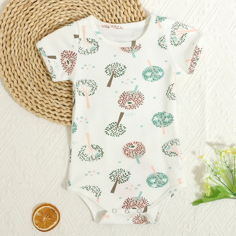 New Arrival Nice Price New Born Baby Clothes Short Sleeve Crew Neck Breathable Organic Cotton Baby Bodysuit