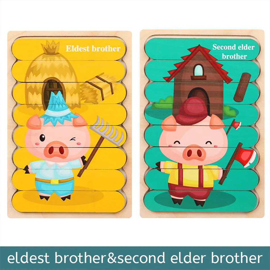 Wooden Jigsaw Puzzle Toy Children Kids Baby Learning, Wooden Toys Jigsaw Puzzle Board, 3D Wooden Jigsaw Puzzle For Kids