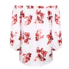 T Amazon's Popular Women's Clothes With 1 Line Collar And Flower Pattern Lantern Sleeve Ppuff Sleeve Top And T Shirt