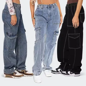 Vintage baggy jeans for women 90s custom zipper work jeans pants baggy women's pants plus size pants