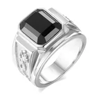 Gem Gold Retro Dragon Signet Ring With Black Square Gem Rings For Men 18K Gold Plated Band Rings Size 6 -13