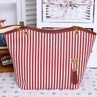 Factory wholesale light weight stripe woman girl shopping tote handbag