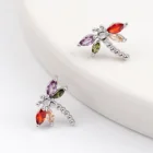 Colorful Dubai Bridal White Gold Necklace Zircon Dragonfly Necklace Earrings Jewelry Set
