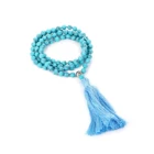 Beads Yoga Meditation 108 Tibetan Natural Turquoise Prayer Buddhist Mala Beads Warp Bracelet