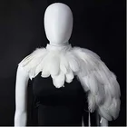 Wings Handmade Gothic Real Black White Feather Cape Shawl Shoulder Wings Choker Collar