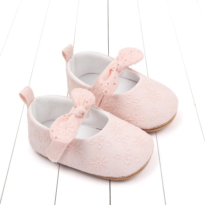 New Arrival Spring and Autumn Solid Color Bow Soft Soled Non-slip Baby Toddler Shoes for Girls details