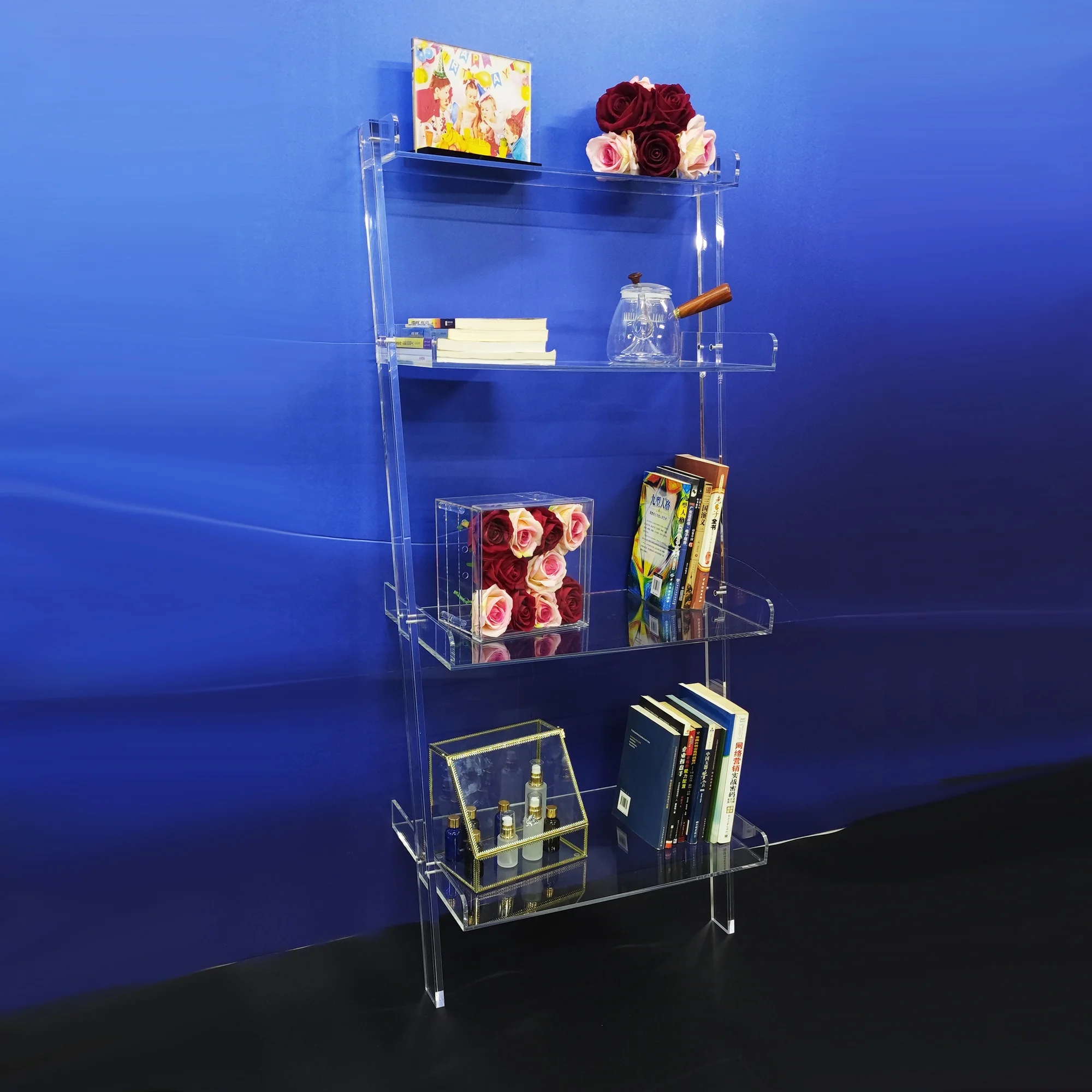 Removable Custom Transparent Wholesale Storage Acrylic Display Stand Custom Transparent Acrylic Bookcase