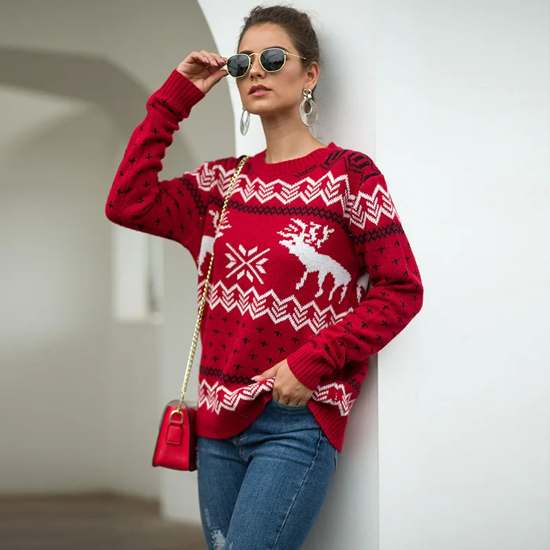 De Otoño De Las Mujeres Chica De Punto Jersey De Cuello Redondo Beige  Patrón Al Por Mayor Jersey Feo Suéter De Navidad - Buy Suéter De  Navidad,Feo Suéter De Navidad,Venta Al Por