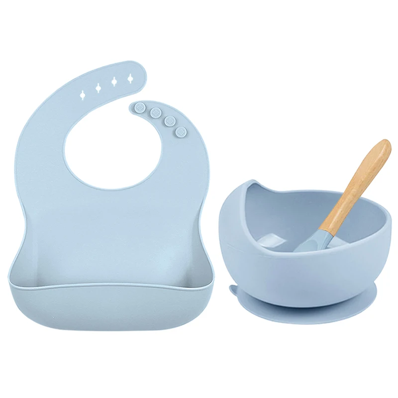 silicone bowl spoon plate and bib set for babies kids dinner newborn bibs gift set
