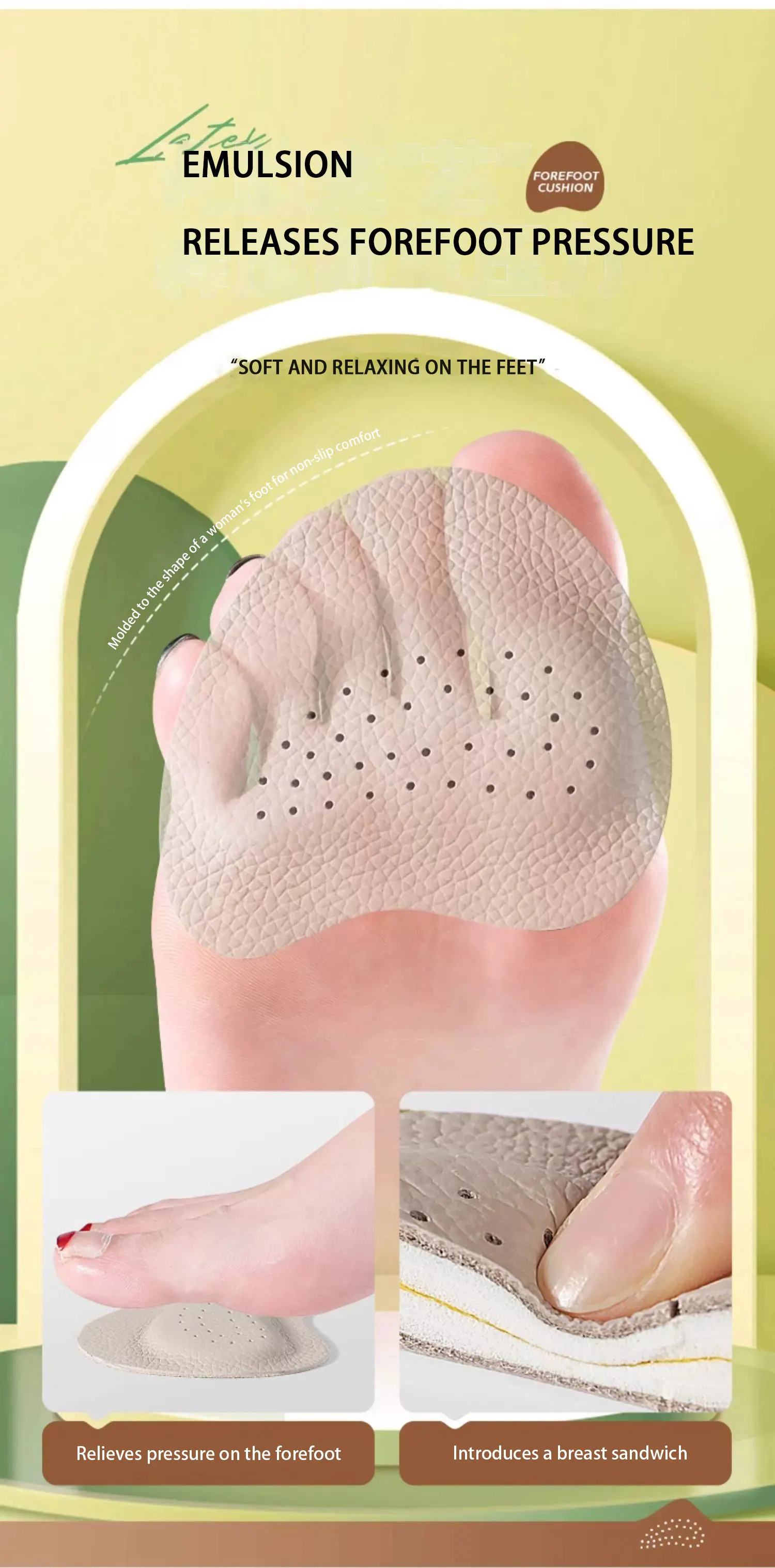 Cowhide Forefoot Pads Anti Slip High Heel Leather Inserts Cowhide Forefoot Pads Anti Slip High Heel Leather Inserts