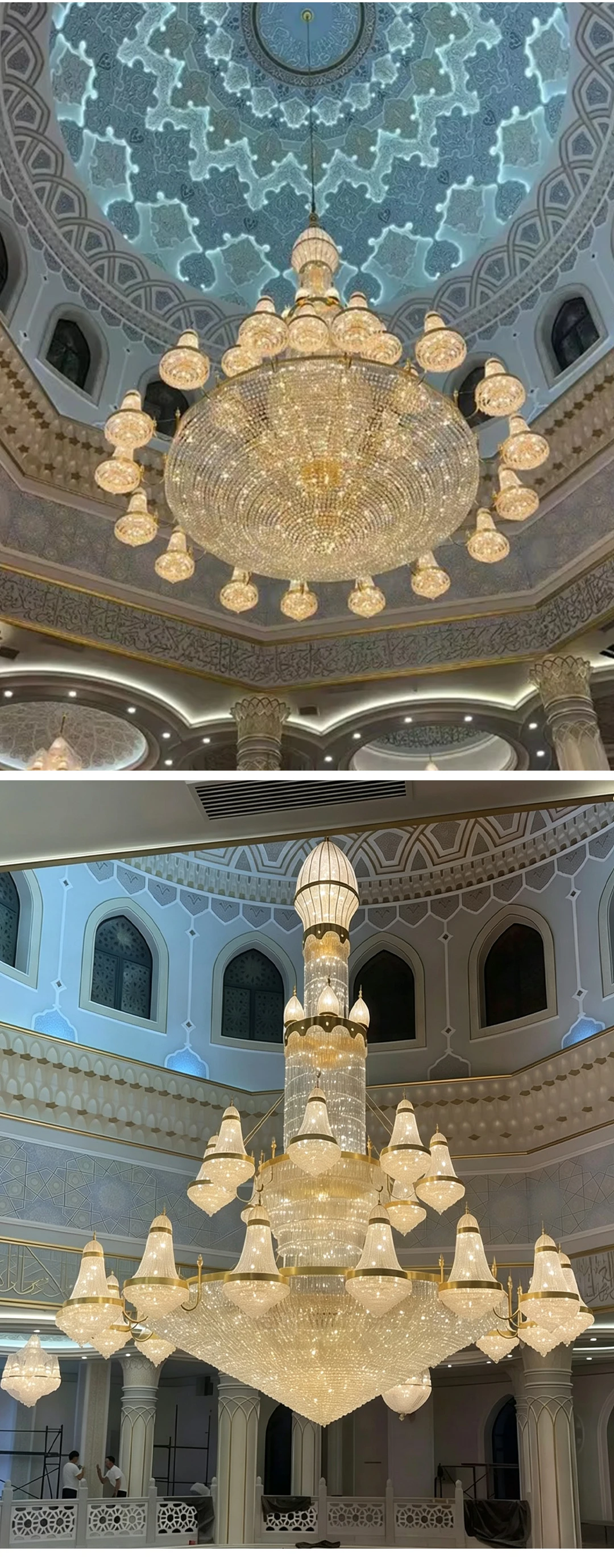 cpl 006 grand bespoke crystal mosque chandelier oversized islamic led lighting for palace prayer hall-4