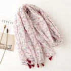 Floral Scarf Latest Wholesale Long Large Size Floral Flower Printing Scarf Shawl With Tassels