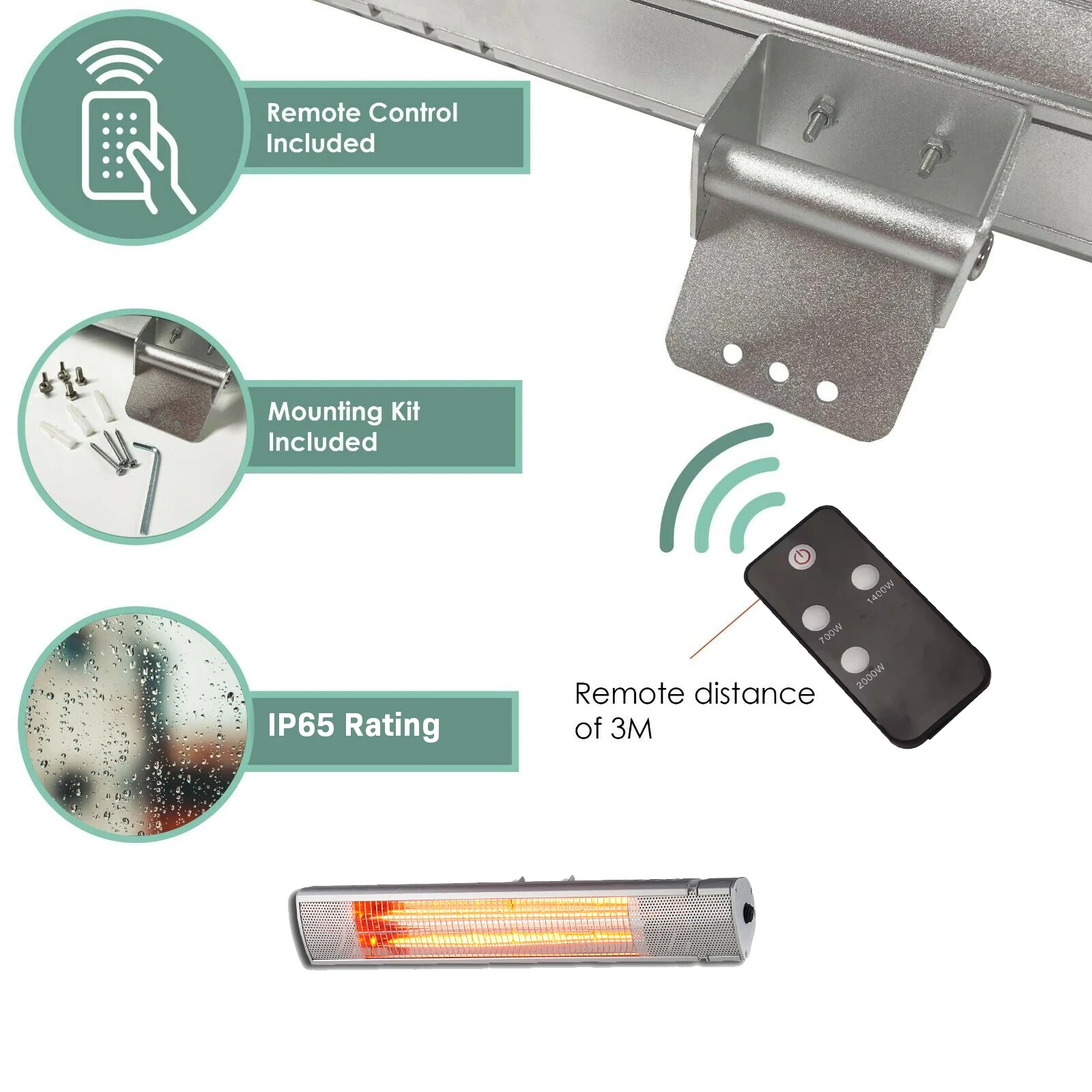 Wall Mount Infrared Heater, 1500W, 220-240V ~50, 2000 W - detail 12