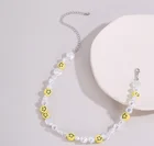 Charm Pearl Charm Women Lucky Smiling Face Baroque Imitation Pearl Necklace