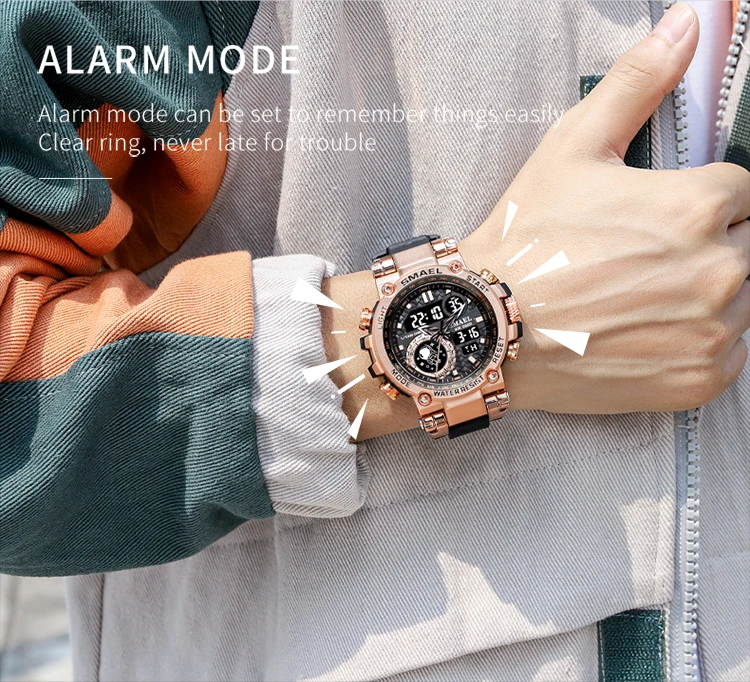 SMAEL 8093 Sport Watch Men Watches Waterproof 5Bar Dual Time Men's Watches Shock Resistant Alarm Clock montre homme
