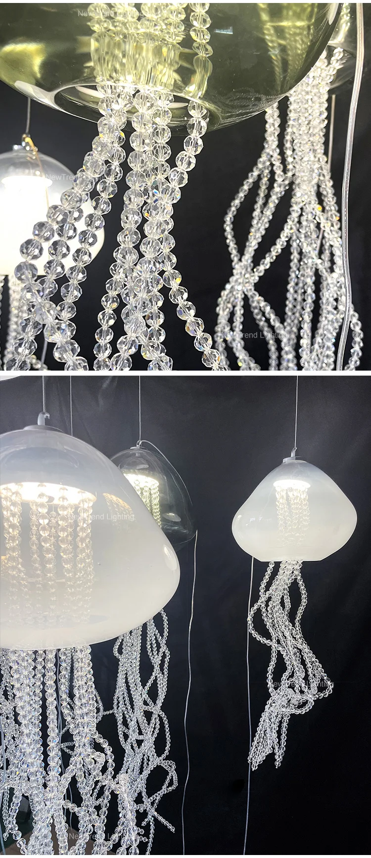 CPL-208 Unique Style Bespoke Fixtures Indoor Decoration Modern LED Glass Crystal Jellyfish Chandelier supplier