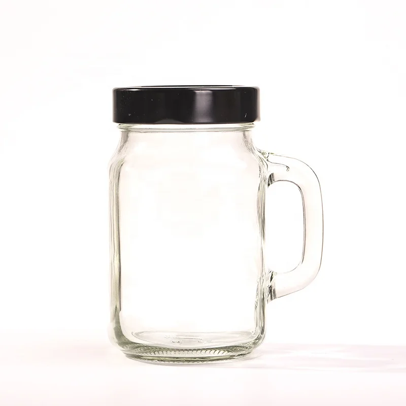 16 oz 500ml Mug Glass Clear Mason Jar Cups Tea Beer Mug Glass Square Coffee Mug With Lids