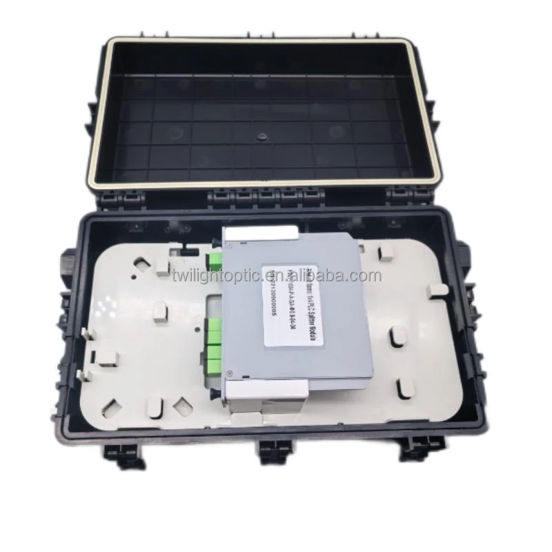 Outdoor Aerial Hanged Inline Type Aerial Splitter Fiber Closure with 1:4 1:8 1:16 Cassette Type Splitter with SC/APC Connectors