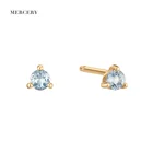 Earrings March Birthstone 14Kt Solid Gold Jewelry Paw Shape Stone Aretes Artesanales Tiny Stud Aquamarine Earrings