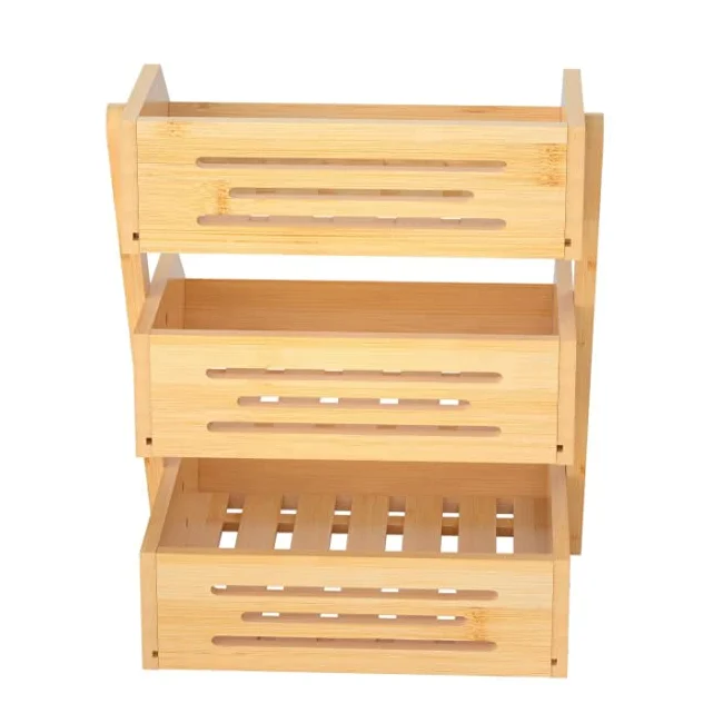 Hot Selling Latest Design wood tray for food Retail store food storage basket Fruit Case Vegetable Rack Snack display rack