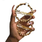 Earring Hoop Earrings Drop Earring Dropshipping Vendor Customize 3d Nameplate Earring Double Gold Plated Custom Any Name Oversize Hiphop Sexy Big Hoop Earrings