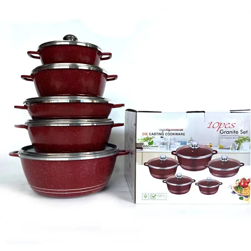 Hot Selling Luxury  10pieces Pot Set  Cookware Set Soup & Stock Pans Soup Pot Cookware Sets