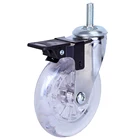 1.5inch Office Chair Castor Swivel Threaded Brake Transparents Casters Stainless Steel With Brake Lock