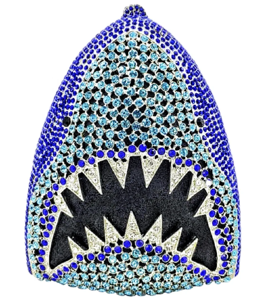 Amiqi MRY148 Shark head shape shinny bling party evening clutch bag diamond purses rhinestone clutch bag rhinestone bag