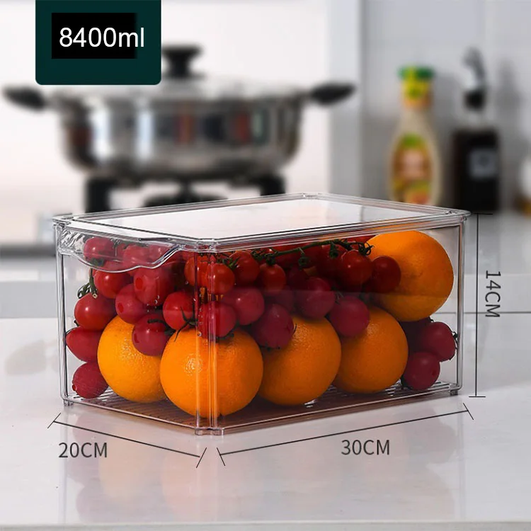 New Kitchen Storage Box Stackable Refrigerator Organizer 1.8L storage box container