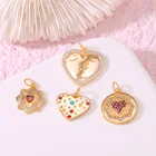 Charms Fashion 14K Gold Plated Cubic Zirconia Kiss Love Hearts Shaped Designer Pendant Charms
