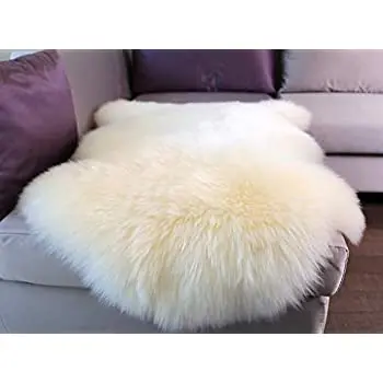 Home Decorative Long Hair Pure White Australian 100% Genuine Sheepskin Rug