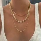 Necklace 2021 Retro Hollow Gold Necklace Stylish Personality Metal Pendants Necklace Punk Multi Layered Couple Necklace