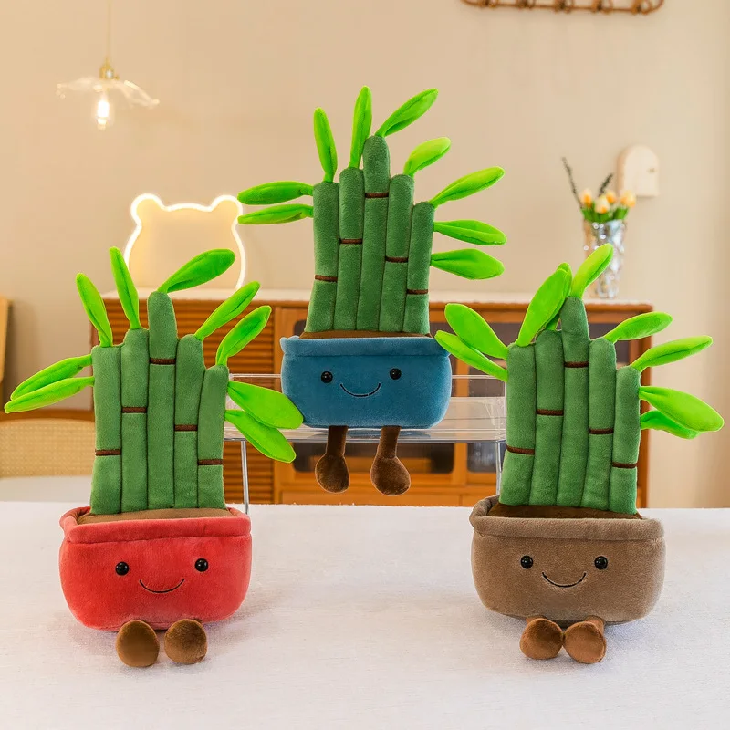 Custom Colors Stuffed Tree Flowers Plush Toys Green Bamboo Plant Plush Toy Women Home Gift for Kids Birthday