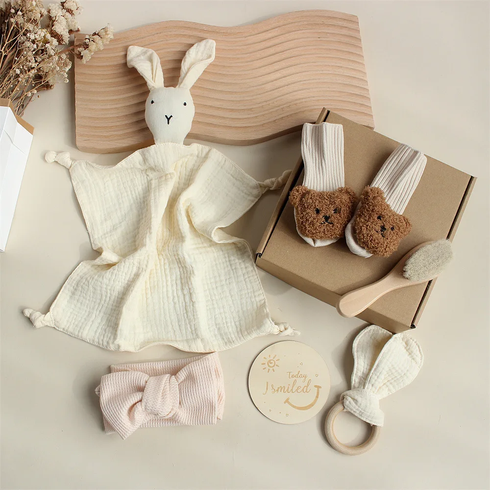 new arrival new born baby gifts set organic cotton Swaddle blanket baby shower gift set