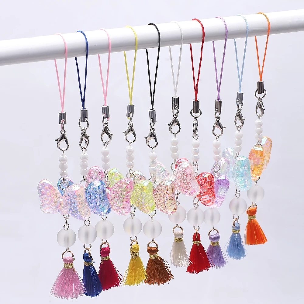 multi charms pendant with cotton tassel