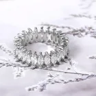 Ring Eternity Moissanite Oval Perfect Cut Engagement Ring Silver Jewelry Zirconia Eternity Ring