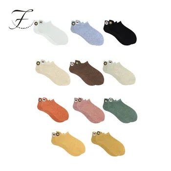 Fiona Wholesale Cheap Women Low Cut Girls Ladies Solid Ankle Funny Short Socks Animal Cotton 100% Sneaker Socks with Embroidery