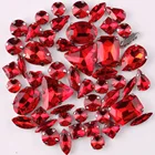 Crystal Crystals Silver Claw Setting 50Pcs/Bag Shapes Mix Clear Jelly Candy AB Glass Crystal Sew On Rhinestone