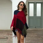 Coat 2021 Autumn And Winter New Womens Color Blocking Tassel Knit Coat Shawls