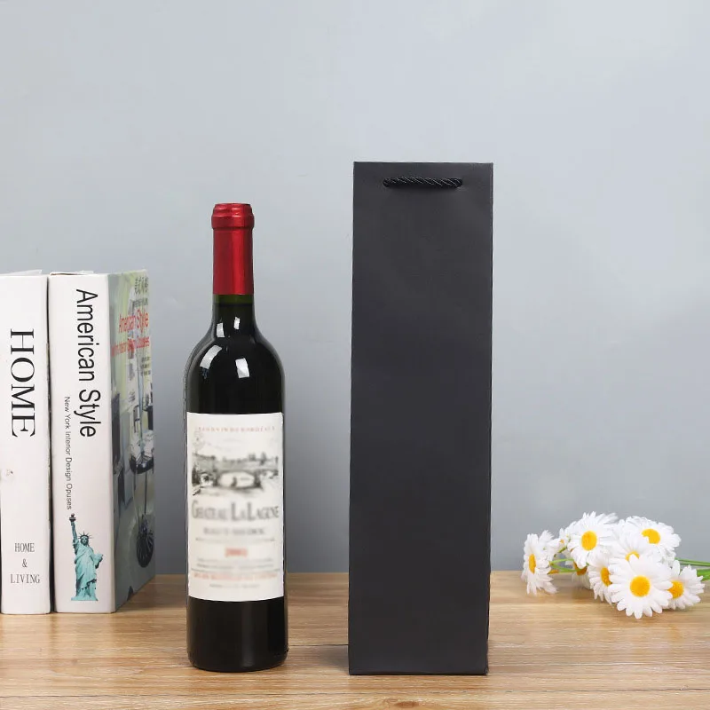 Full color wholesale custom size logo high quality portable gift packaging with window paper bag for wine bottle Full color wholesale custom size logo high quality portable gift packaging with window paper bag for wine bottle