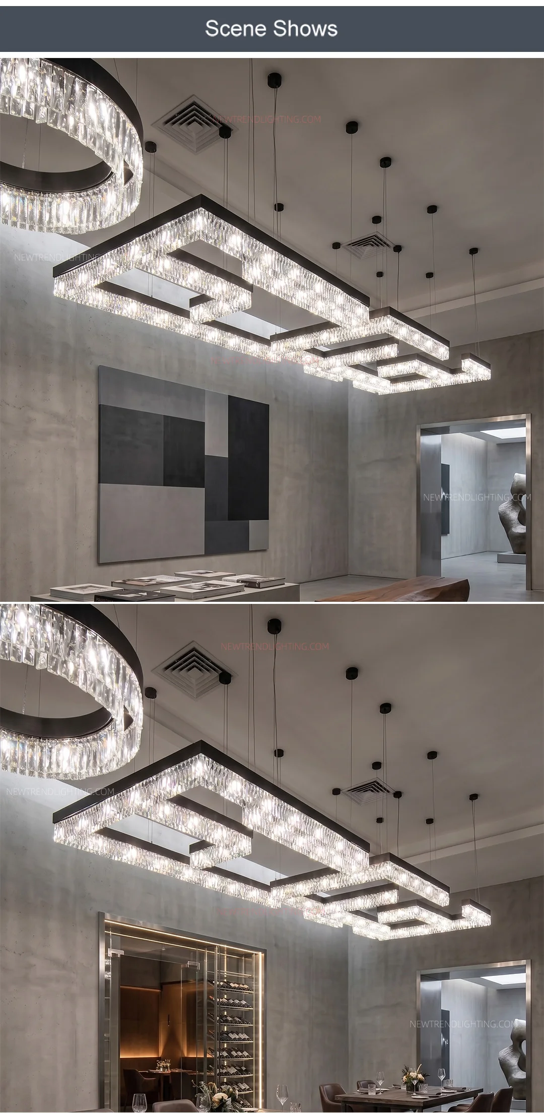 cpl 515 custom sculptural crystal chandelier bespoke flush mount led lighting manufacturer for luxury restaurants-3