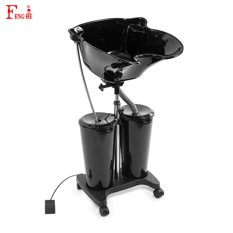 Professional Salon equipment adjustable  portable shampoo basin with universal wheels