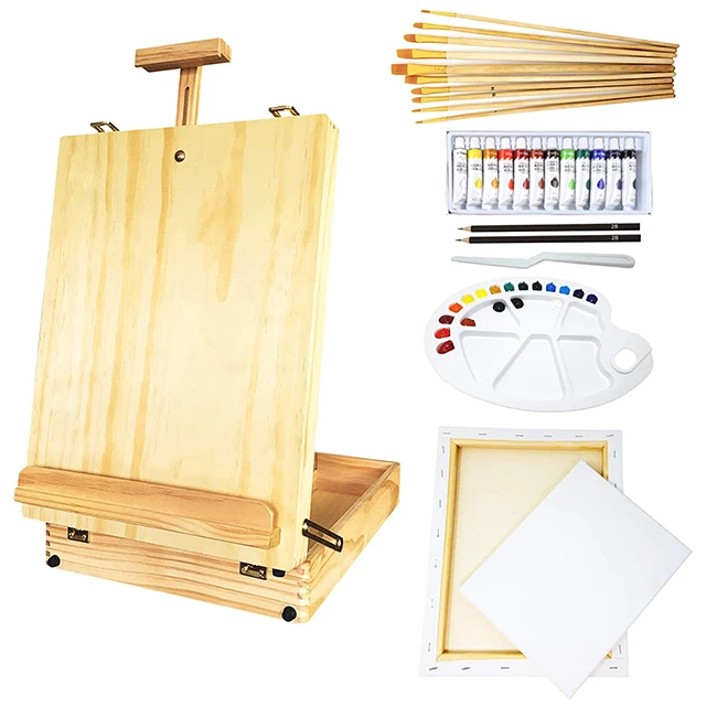 Tosnail 12 x 9 Canvas & 16 x 9 Easel Set Painting Craft Drawing Art Decoration Sets 