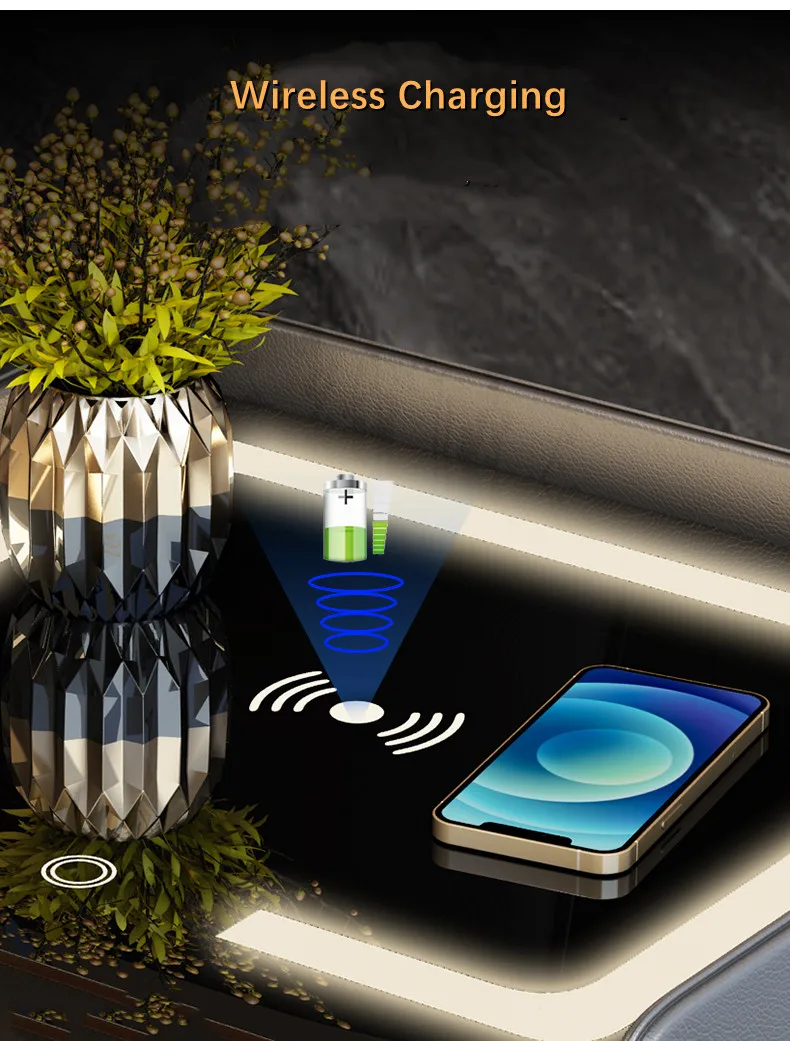 Hot Selling Factory Outlet Art Unique Home Hotel Usage Luxury Side Table Wireless Charger Smart Unlock Table Smart Nightstand
