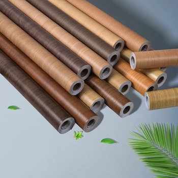 High Quality PVC Self-Adhesive Wood Grain Wallpaper Peel Stick Oil-Proof Wall Panels Kitchen Floor Waterproof Household