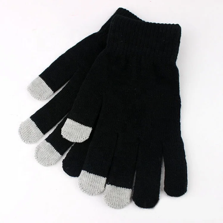 Women Winter Knit Touch Screen Gloves Smart Phone Tablet Men Full Finger Mittens 