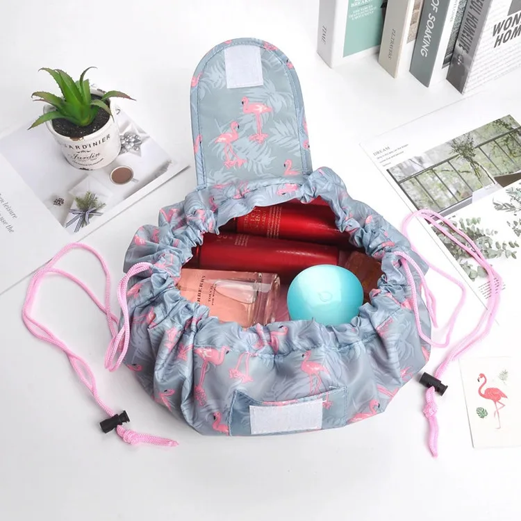 New Design Korean Lazy Style Women Portable Drawstring Cosmetic Bag Travel Storage Makeup Bag